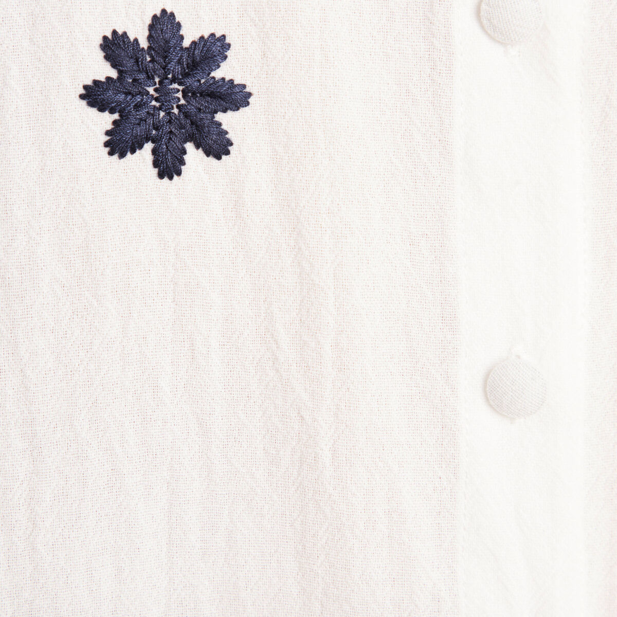 chemise en coton brodée manches longues ecru femme