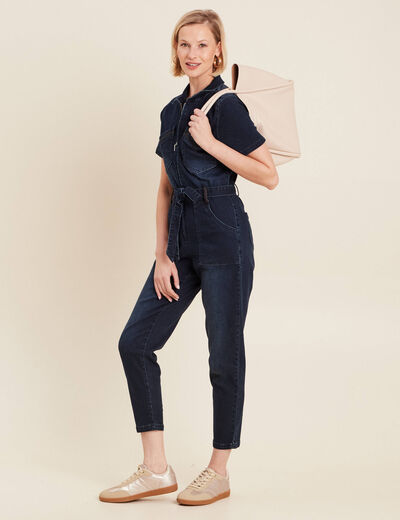 Combinaison pantalon en jean denim brut femme