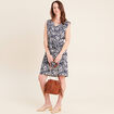 Robe droite courte sans manches col v bleu femme