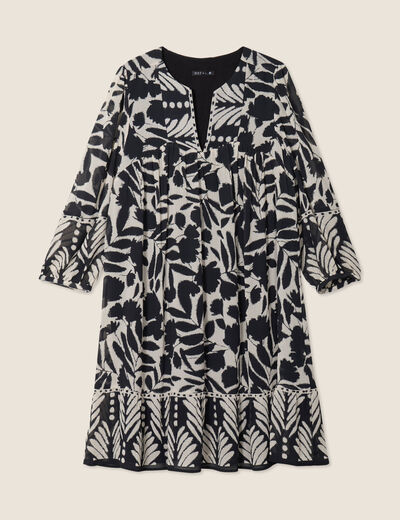 Robe évasée fluide noir femme