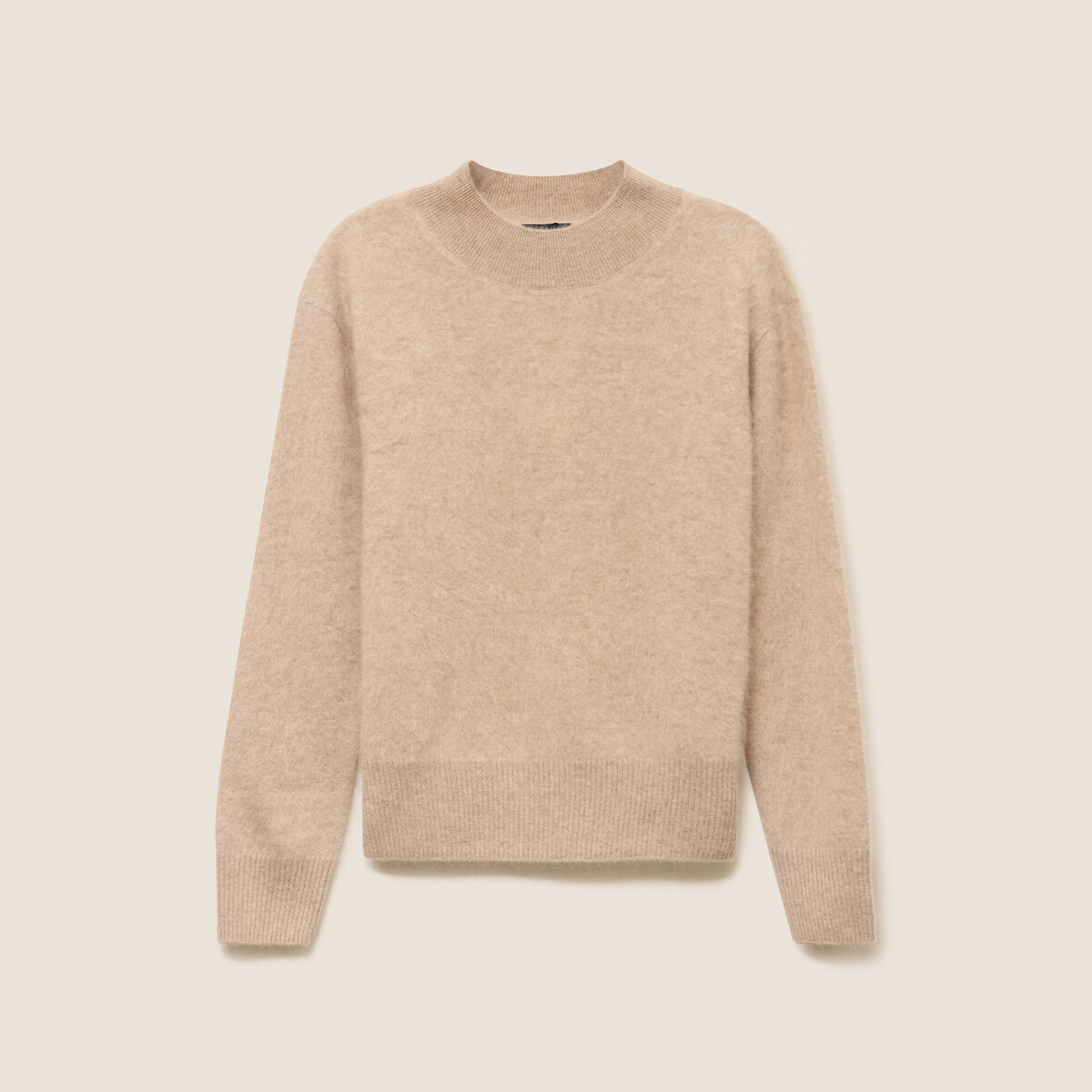 Pull cachemire col montant sable femme