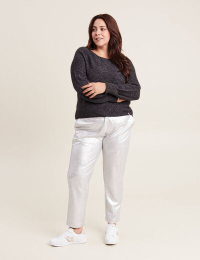 Pull confectionné en France gris foncé femme