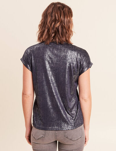 T-shirt manches courtes bleu fonc&eacute; femme