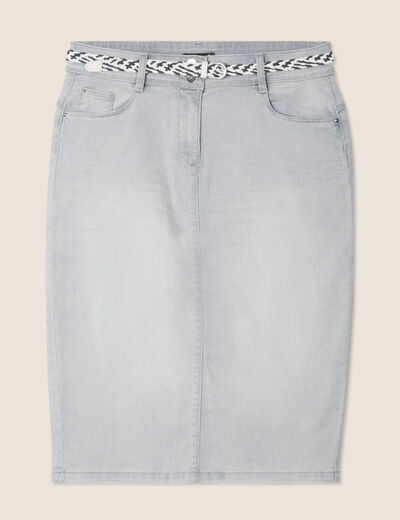 Jupe ajustée en jean denim double stone femme