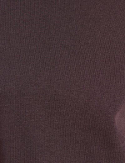 T-shirt ajust&eacute; col rond manches coudes marron fonc&eacute; femme