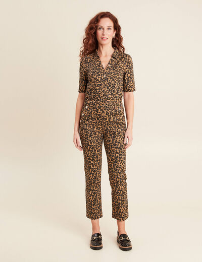 Combinaison pantalon à pont marron femme