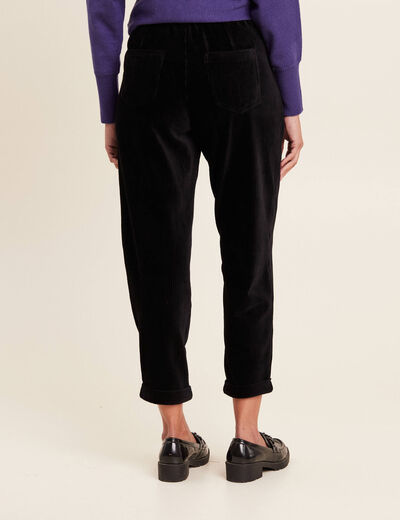 Pantalon paperbag velours noir femme