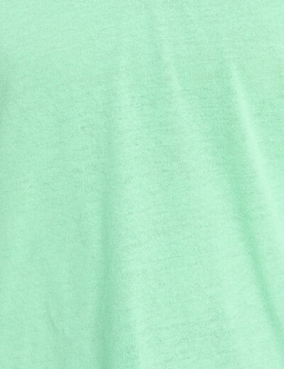 T-shirt col v manches courtes aspect lin vert fluo femme