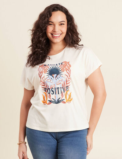 T-shirt manches courtes ecru femme