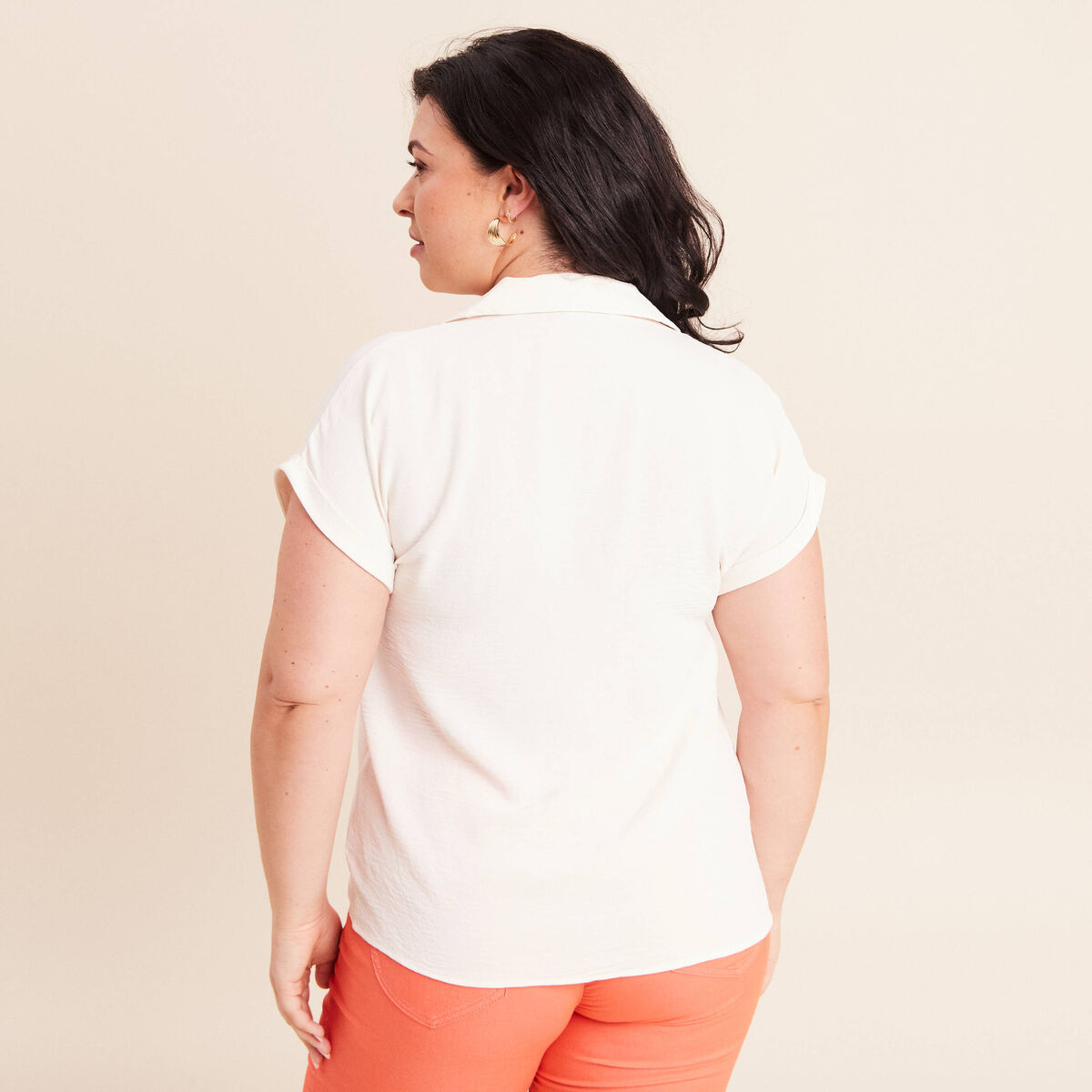 Blouse manches courtes ecru femme