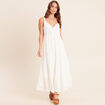 Robe longue &eacute;vas&eacute;e &agrave; fines bretelles ecru femme