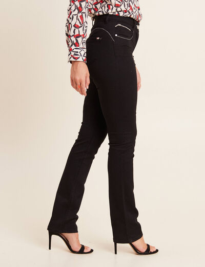 Pantalon droit taille haute noir femme
