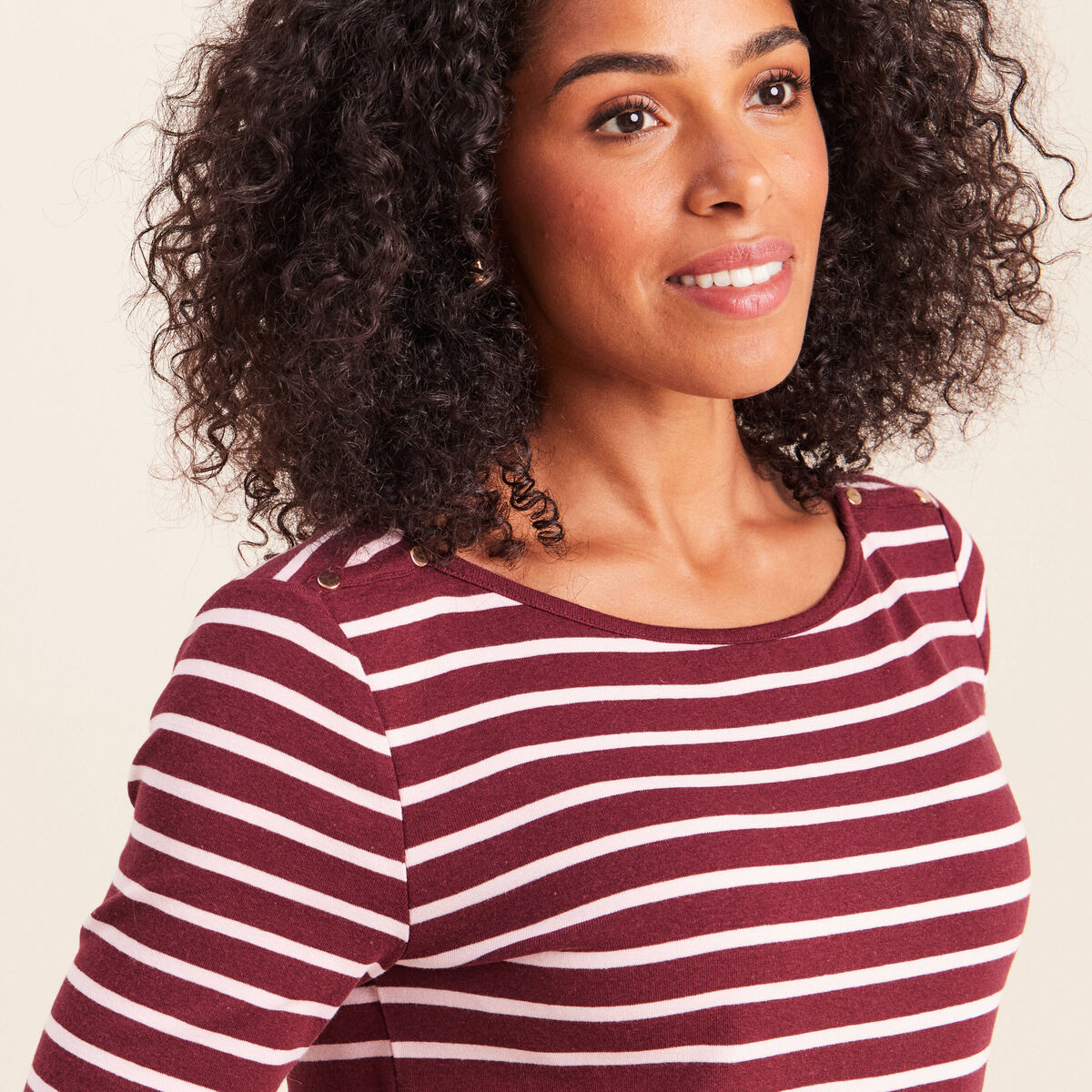 T-shirt col bateau rose femme
