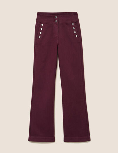 Pantalon coupe bootcut &agrave; pont prune femme