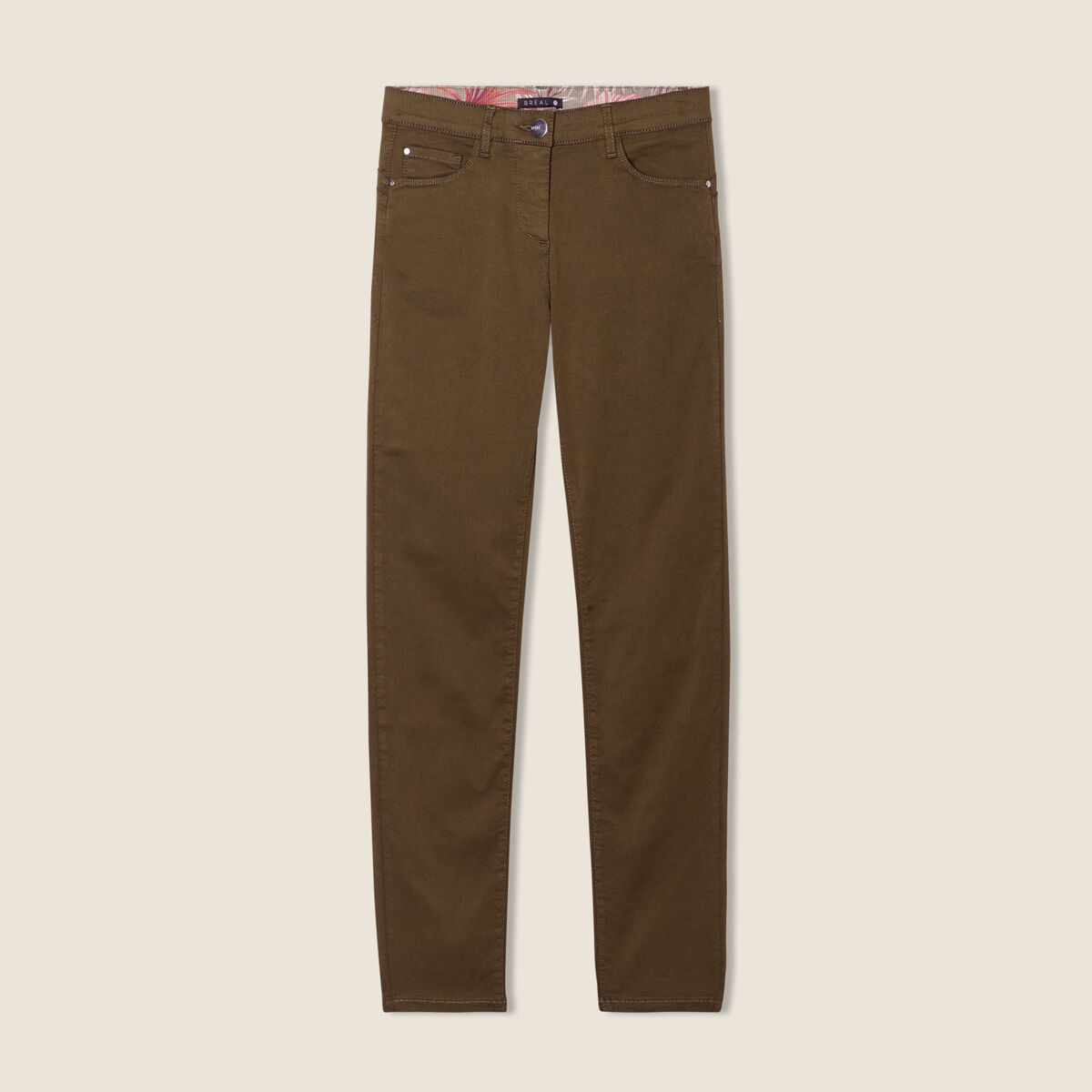 Pantalon magique ajusté taille standard vert olive femme