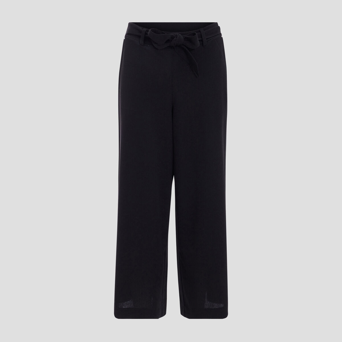 Pantalon large ceinturé noir femme