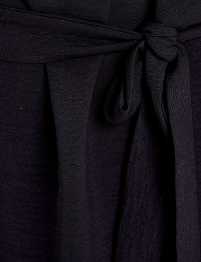 Robe droite ceintur&eacute;e noir femme
