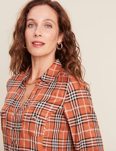 Chemise manches longues orange femme