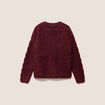 Pull ajour&eacute; col rond bordeaux femme