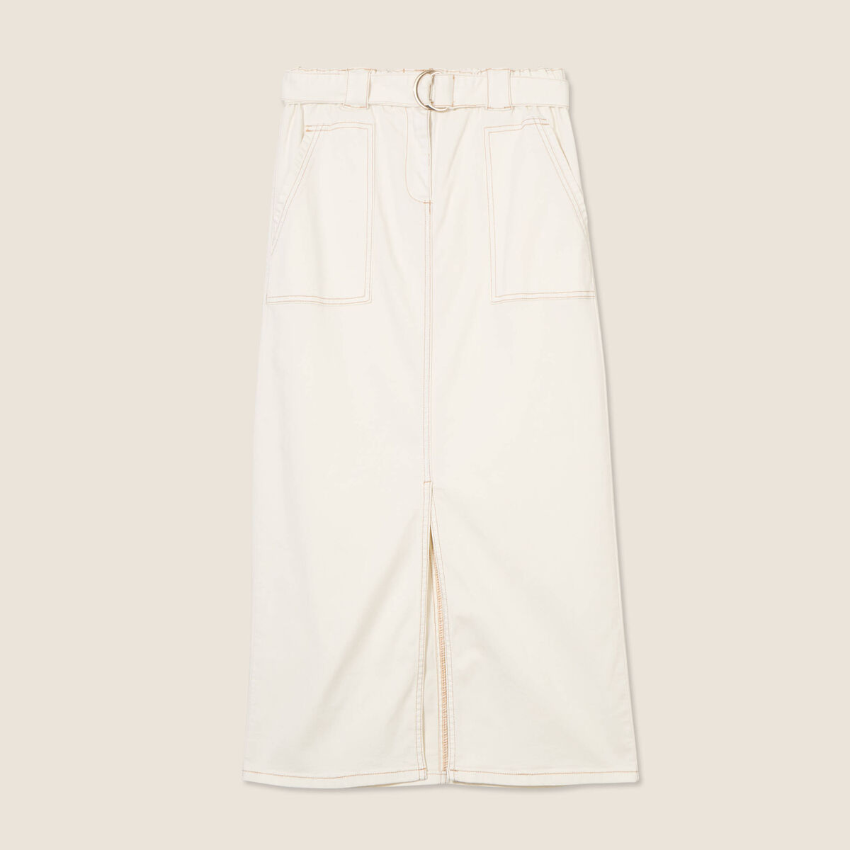 Jupe longue fourreau ecru femme