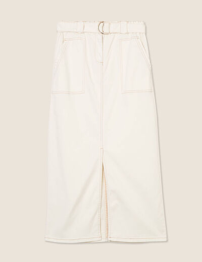 Jupe longue fourreau ecru femme