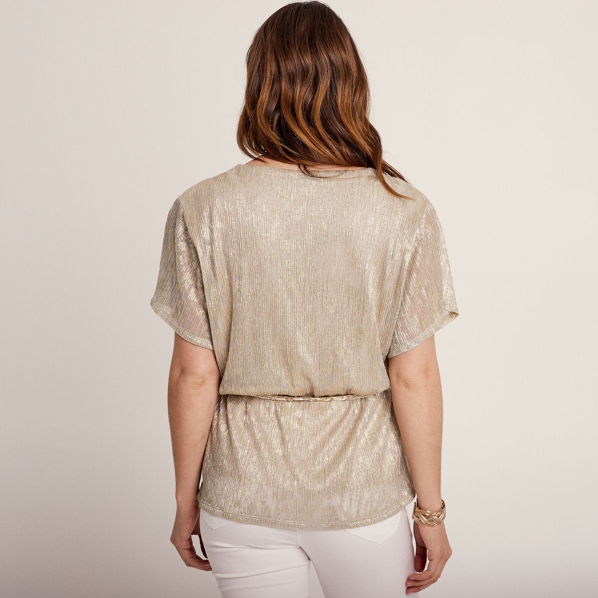 T-shirt manches courtes beige femme