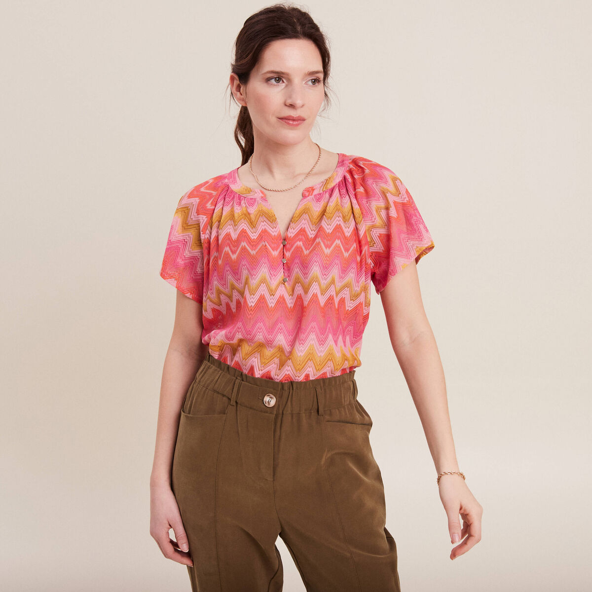 T-shirt manches courtes orange femme
