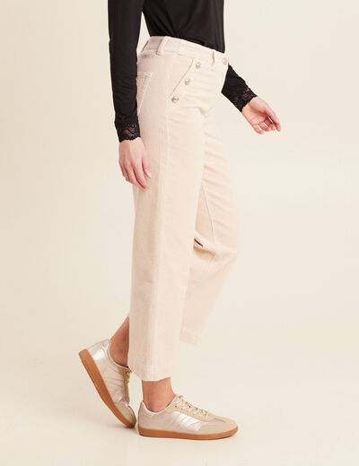 Pantalon large velours côtelé sable femme