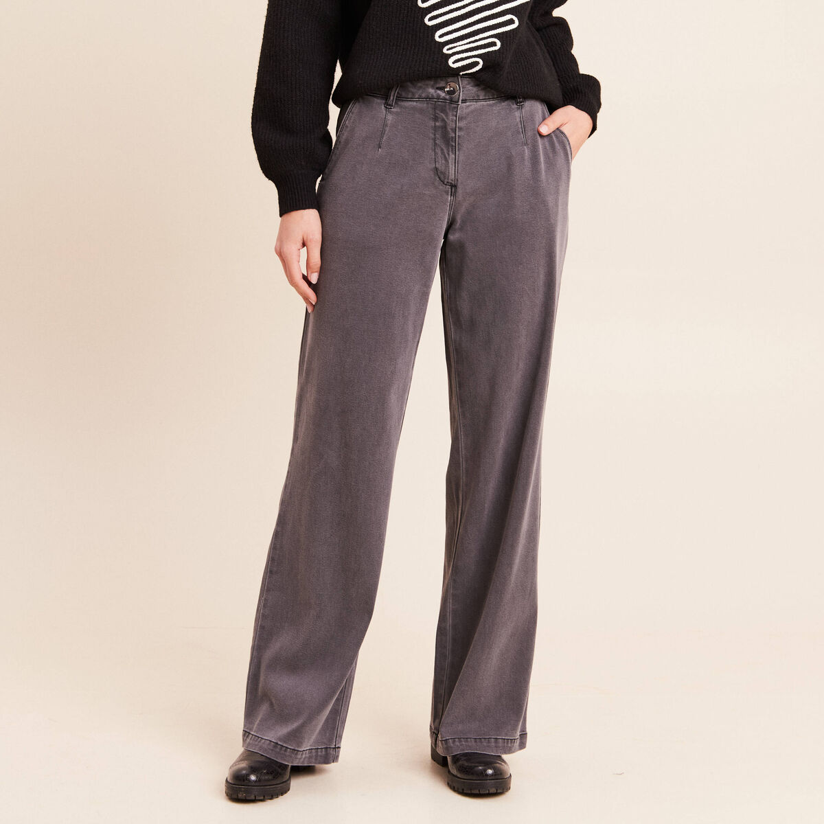 Jean denim gris femme