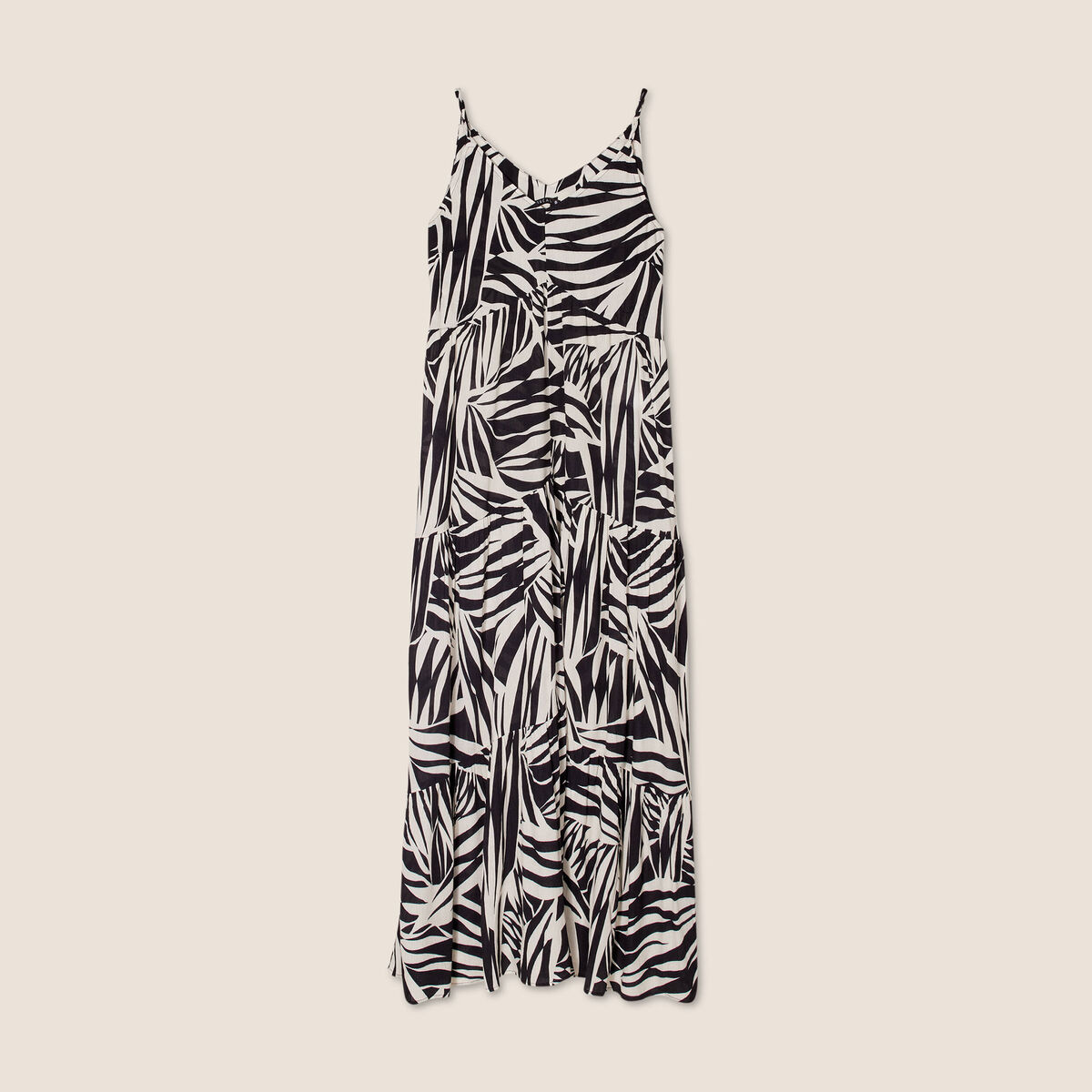 Robe longue évasée bretelles noir femme