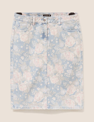 Jupe droite en jean taille standard rose femme