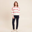 Pull col rond manches longues rouge femme