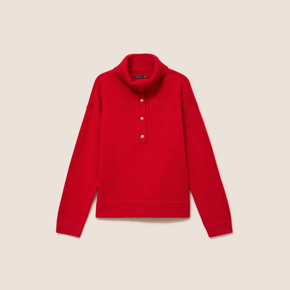 Pull col camionneur rouge femme