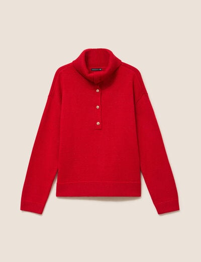Pull col camionneur rouge femme