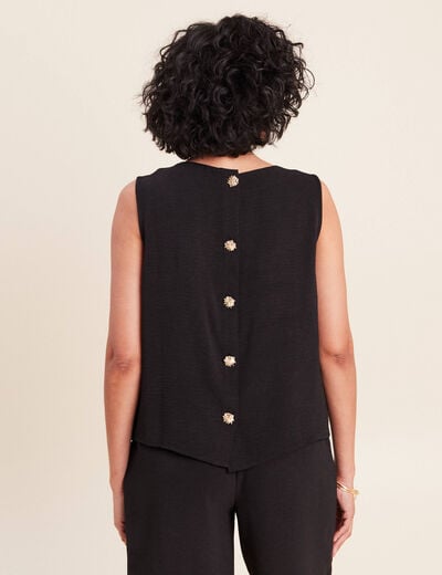 Blouse sans manches col rond fluide noir femme