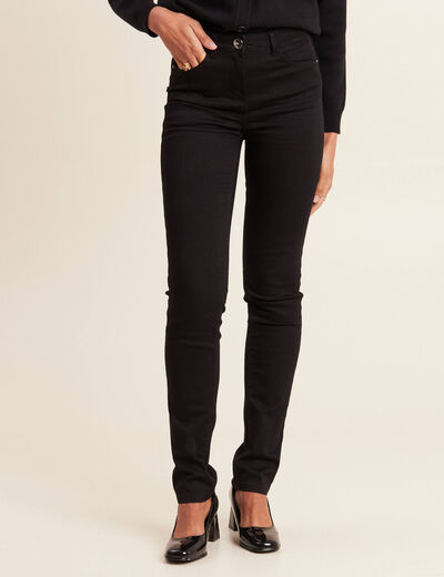 Jean ajusté taille standard long noir femme