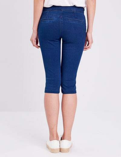 Pantacourt ajusté en jean denim brut femme