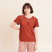 T-shirt manches courtes marron fonc&eacute; femme