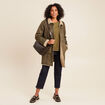Manteau cintr&eacute; mi-long vert kaki femme