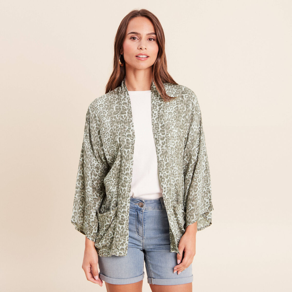 Kimono avec poches vert clair femme