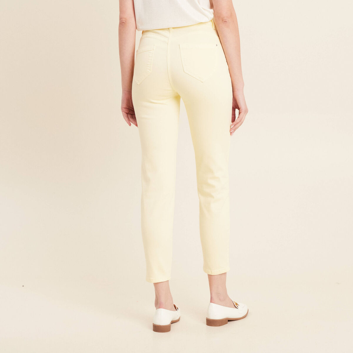 Pantalon ajusté 7/8ème jaune clair femme