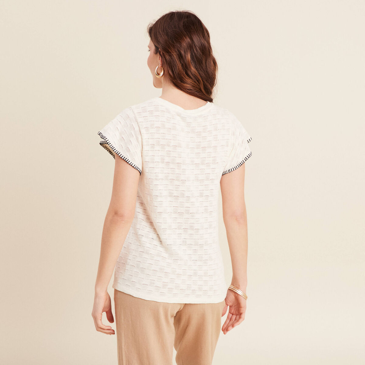 T-shirt manches courtes ecru femme