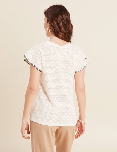 T-shirt manches courtes ecru femme