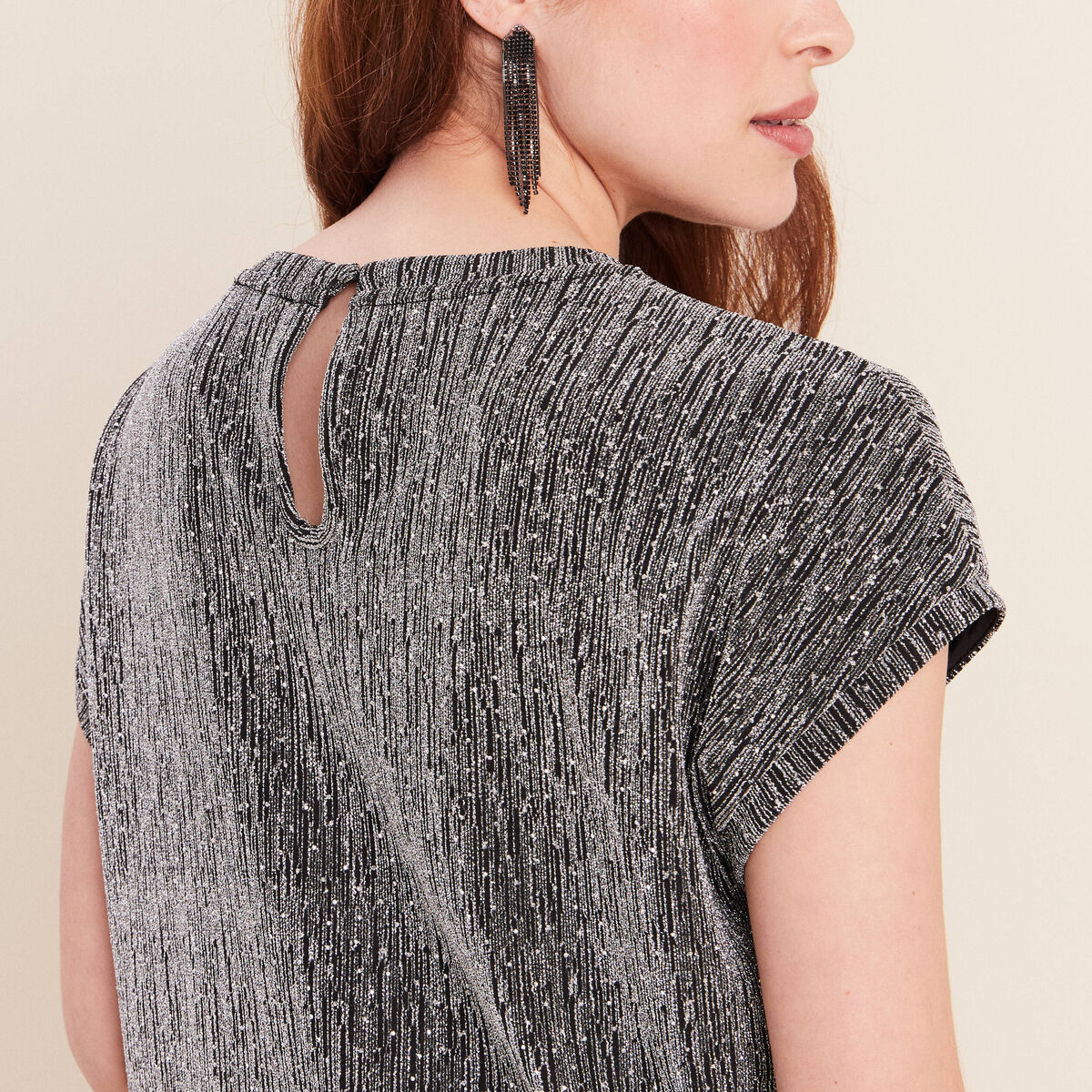 T-shirt manches courtes gris argent femme