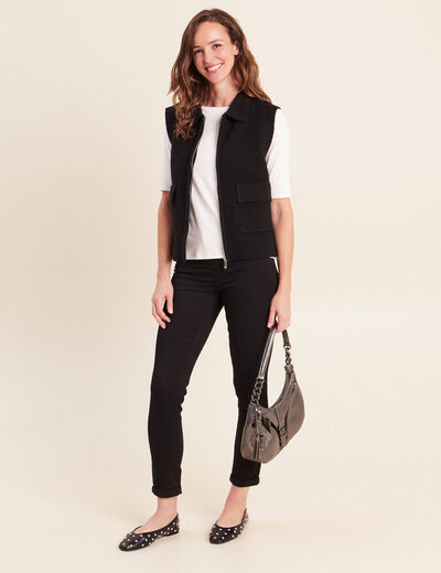 Gilet zipp&eacute; sans manches noir femme