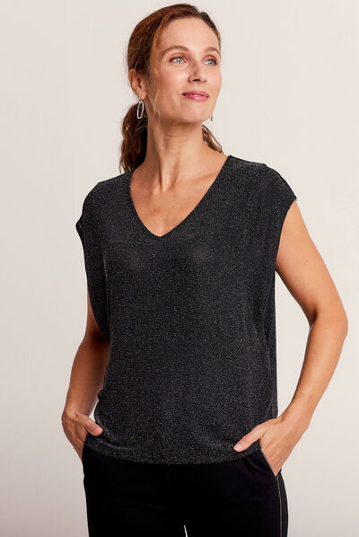 T-shirt manches courtes noir femme
