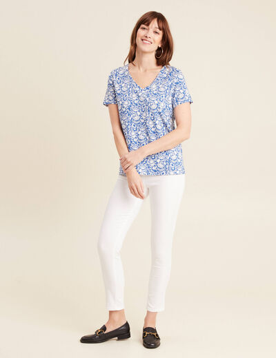 T-shirt manches courtes bleu femme