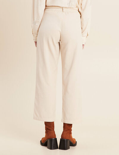 Pantalon large 7/8ème à pinces ivoire femme