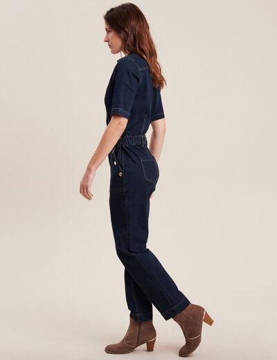 Combinaison pantalon en jean denim brut femme