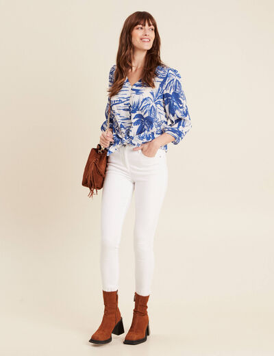 Blouse manches 3/4 blanc femme